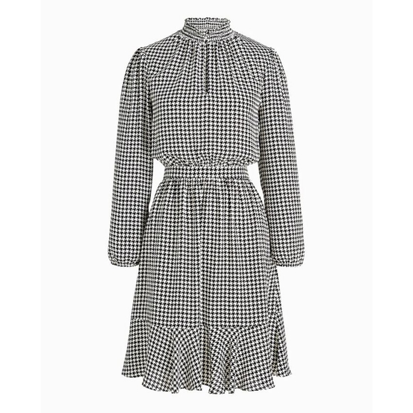 J. Crew Factory Dresses & Skirts - J Crew Factory Black White Houndstooth Smockneck Long Sleeve Dress Size 8